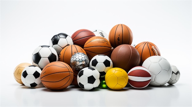 Une Collection De Ballons De Sport Dont Un Qui Porte Le Mot Dessus