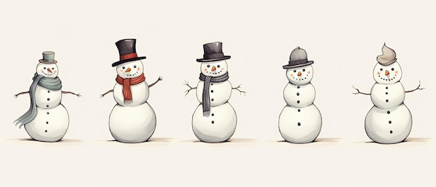 La collection de bonhommes de neige porte un thème d'hiver Ressource sur l'hiver et Noël Generative Ai