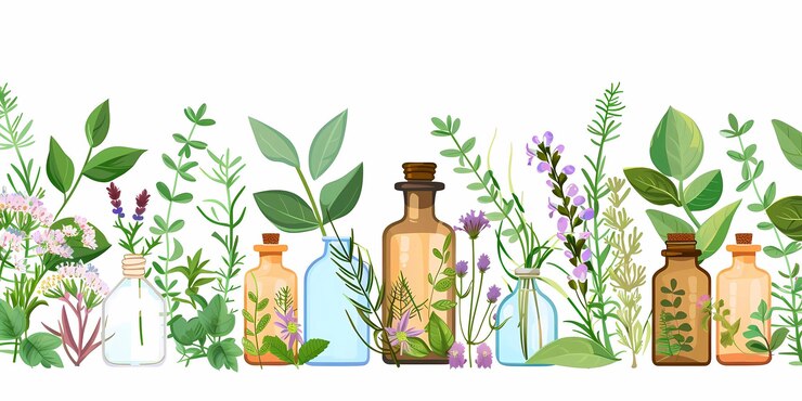 Photo une collection de bouteilles avec des fleurs et des plantes