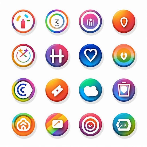 Une collection de boutons colorés pour une application mobile.