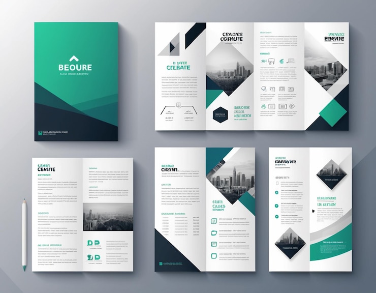 Photo une collection de brochures avec un fond vert qui dit bech