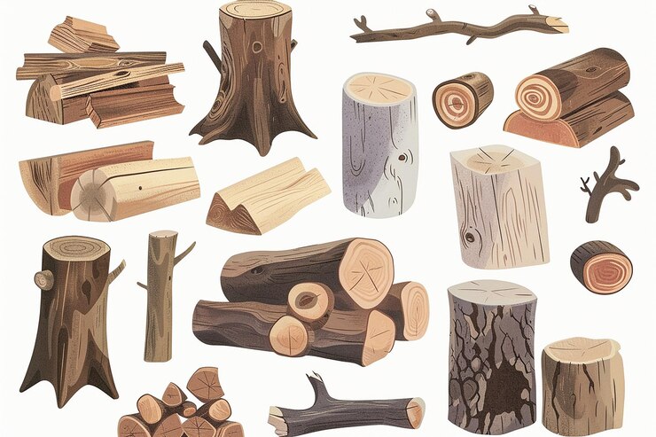 Photo une collection de bûches et du bois de la collection