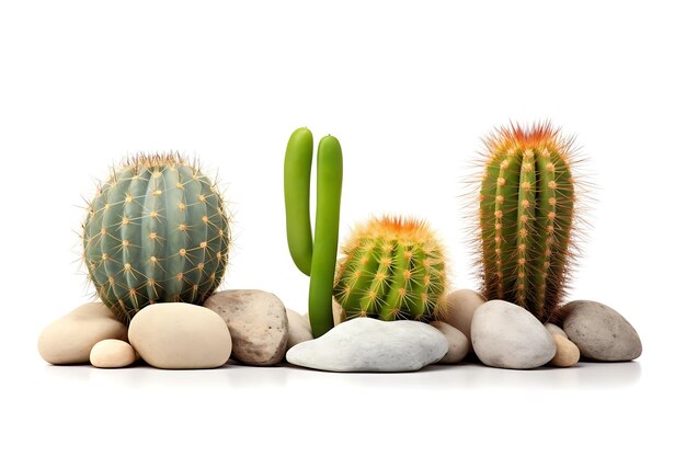 Une collection de cactus isolés sur un fond blanc