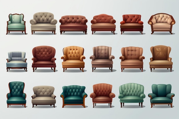 Collection de canapés et de fauteuils de salon avec IA générative