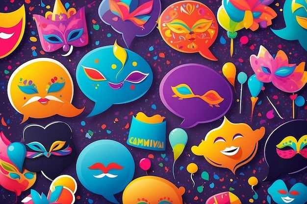 La collection de cartes de vœux du carnaval de Pourim Bonne fête du carnaval à l'arrière-plan géométrique coloré