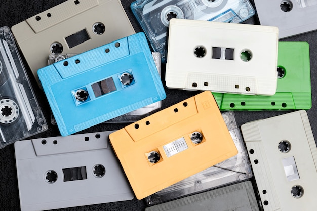 Collection de cassettes à cassettes rétro colorées