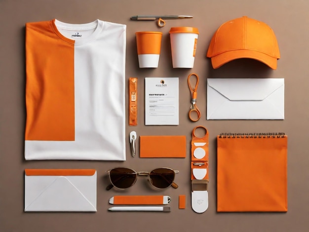 Photo une collection de chemises orange et blanches comprenant orange blanc et noir