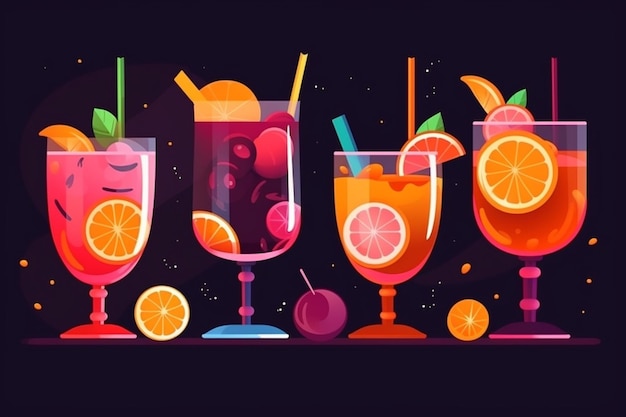 Photo collection de cocktails colorés avec un design plat