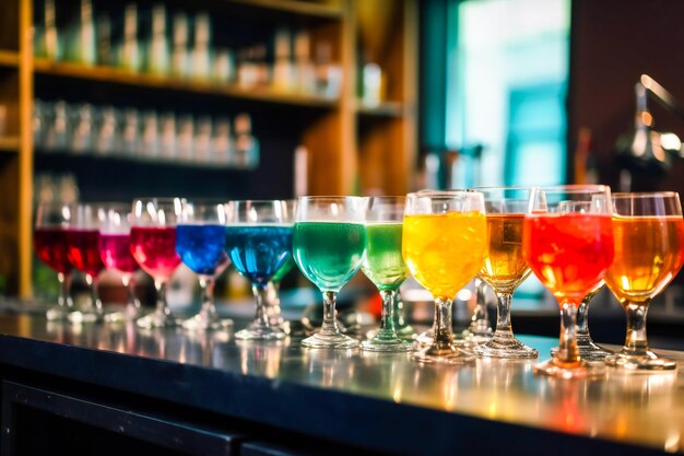 Collection de cocktails vibrante Comptoir de bar beauté IA générative
