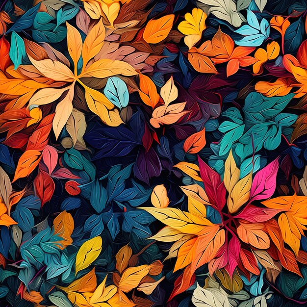 Photo une collection colorée de feuilles avec un signe qui dit l'automne