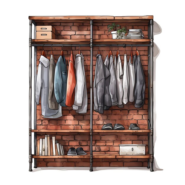 Collection de conception d'aquarelle et de T-shirt d'armoire moderne avec illustrations plates 2D et clipart