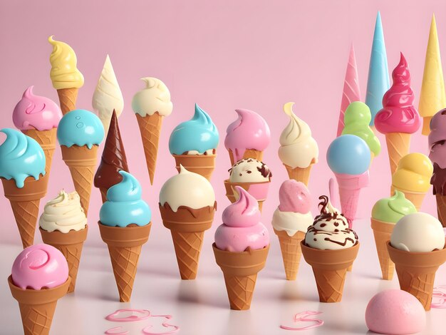 une collection de cornets de glace avec le mot amour dessus.