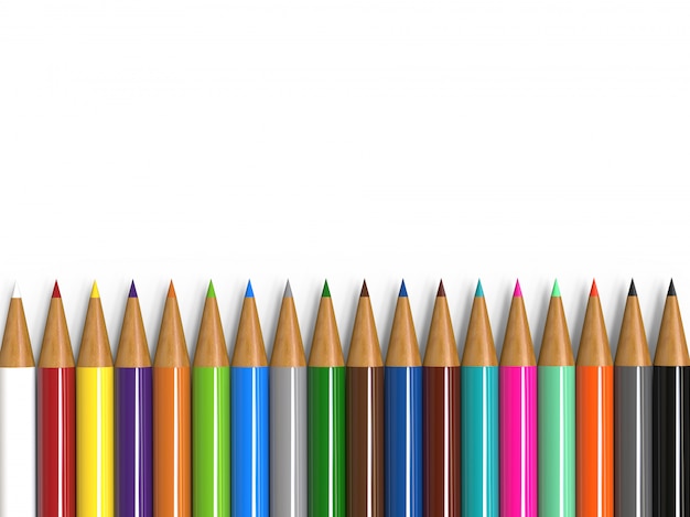 Collection de crayons de couleur isolé sur blanc