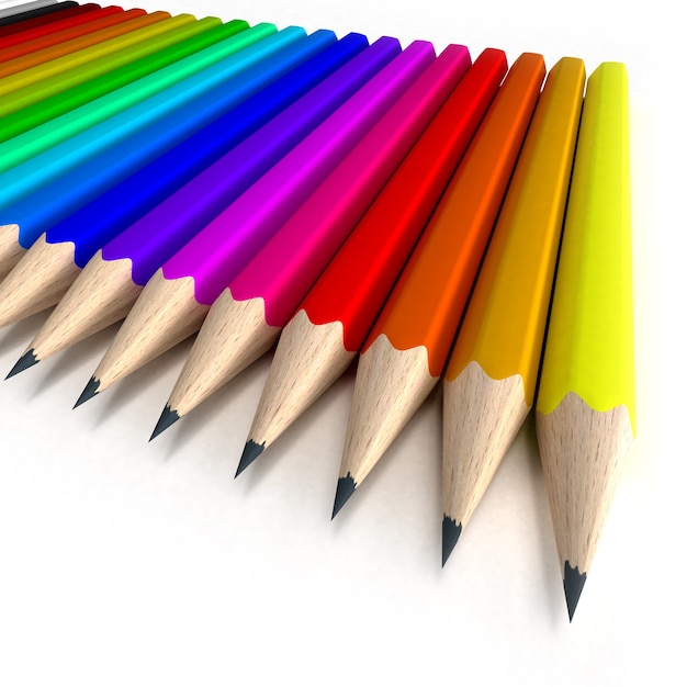 Collection de crayons dans toutes les nuances de couleurs