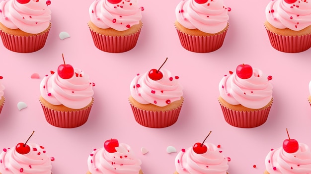 une collection de cupcakes avec cerise sur le dessus.