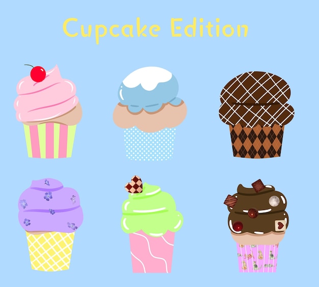 une collection de cupcakes avec différentes couleurs et le mot cupcake sur le dessus