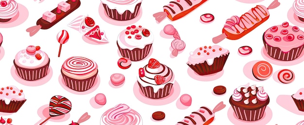 une collection de cupcakes avec du glaçage rose et une image d'un cupcake