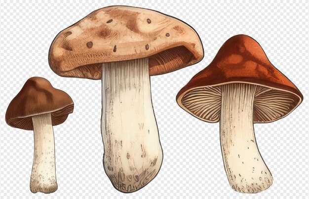 Photo une collection de cutout png illustrations colorées de champignons rouillés