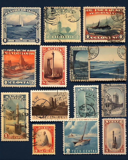 Photo une collection déchiquetée de timbres-poste