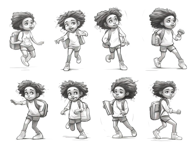 collection de dessins de filles afro-américaines