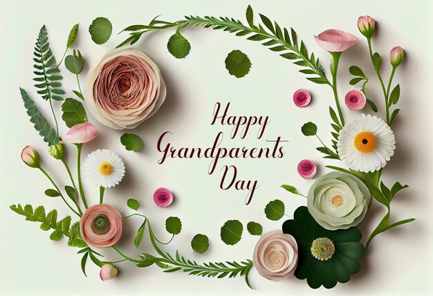 Collection détaillée de couronnes florales Happy Grandparents Day Generative Ai