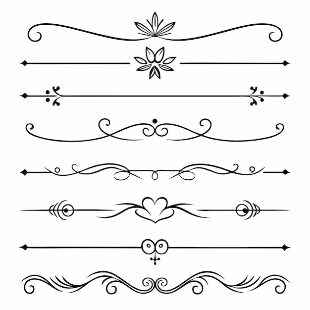 une collection de différents dessins avec diviseur et pause de page de style rétro et vintage