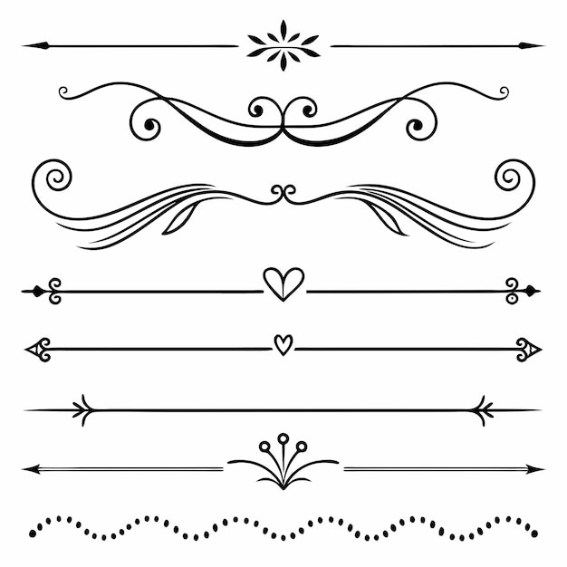 une collection de différents dessins avec diviseur et pause de page de style rétro et vintage