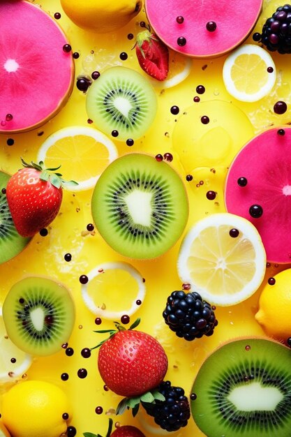 Photo une collection de différents fruits, y compris le kiwi et le kiwi