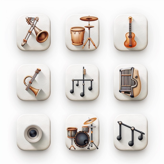 Photo une collection de différents instruments de musique, y compris un instrument de musique