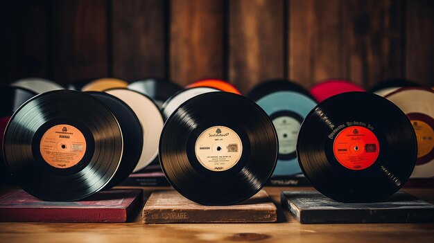 Collection de disques vinyles anciens