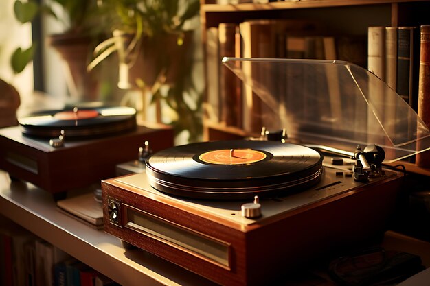 Photo collection de disques vinyles nostalgiques