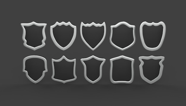 Collection de diverses silhouettes de boucliers pour les insignes et les emblèmes