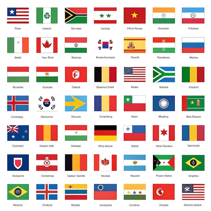 Photo une collection de drapeaux de pays dont un qui dit national