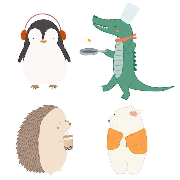 Une collection d'éléments de griffon d'animaux mignons png transparent