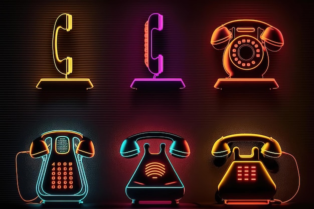 Collection d'enseignes téléphoniques au néon