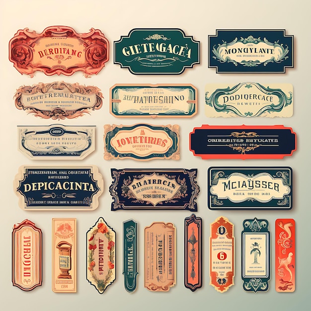 Collection d'étiquettes Image de marque et esthétique vintage avec une création explorant le graphique vectoriel Allure