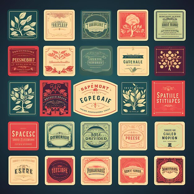 Collection d'étiquettes Image de marque et esthétique vintage avec une création explorant le graphique vectoriel Allure