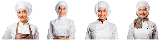 Collection de femme chef musulmane sur fond blanc