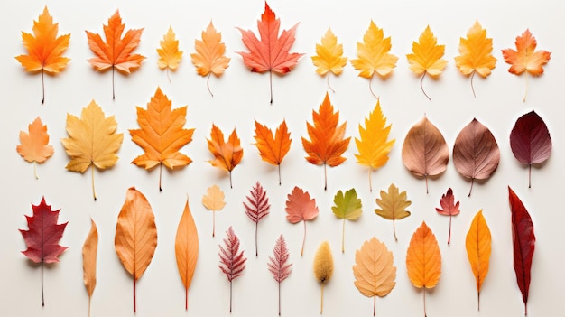 Une collection de feuilles d'automne colorées assorties