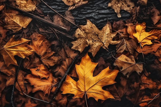 Une collection de feuilles d'automne sur fond noir