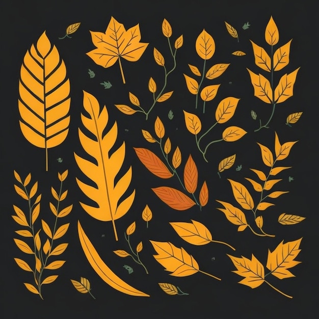 Collection de feuilles d'automne plat Vector