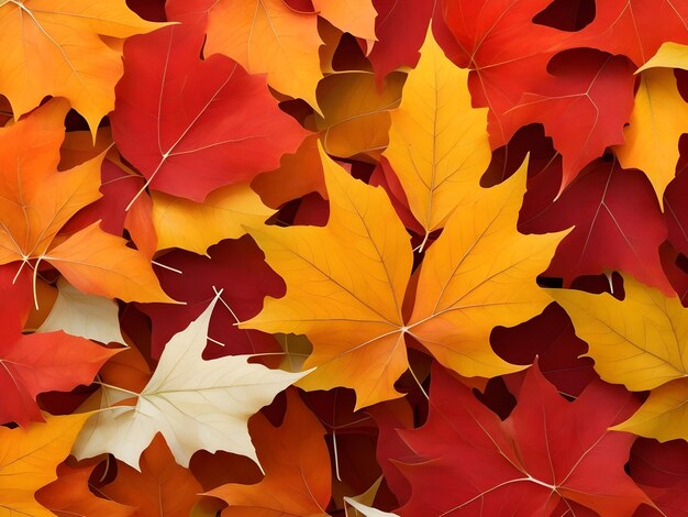 Photo une collection de feuilles chacune d'une teinte différente de rouge orange et de jaune disposées dans un magnifique