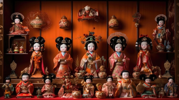 une collection de figurines de femmes et d'enfants.