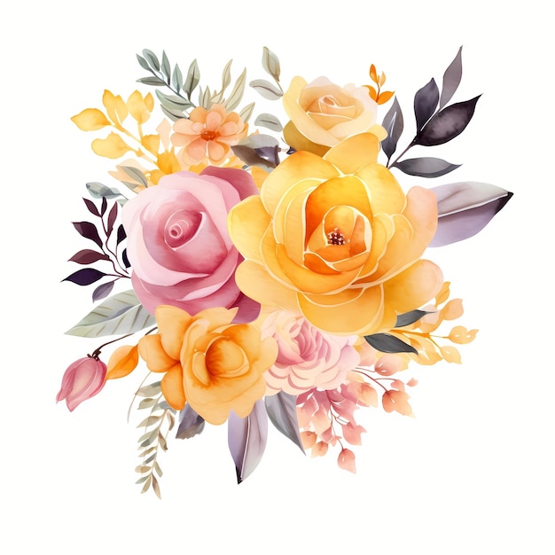 Une collection de fleurs, une belle aquarelle, un ensemble d'ornements de conception.