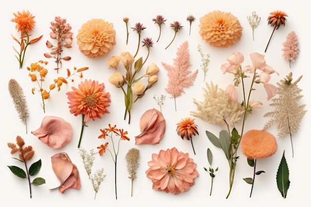 Une collection de fleurs dont une qui dit 'fleur' dessus