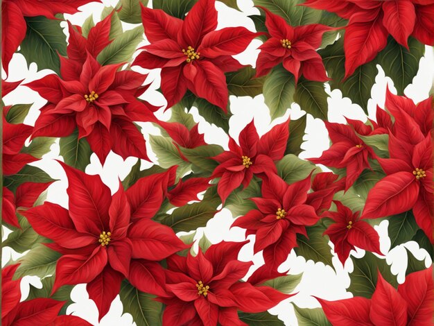 Photo une collection de fleurs de poinsettias peintes à l'huile de grunge isolées sur un fond transparent