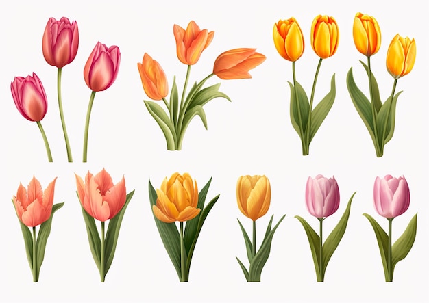 Collection de fleurs de tulipes