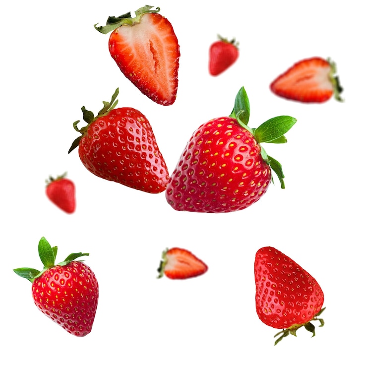 Photo collection de fraises fraîches mûres et crues