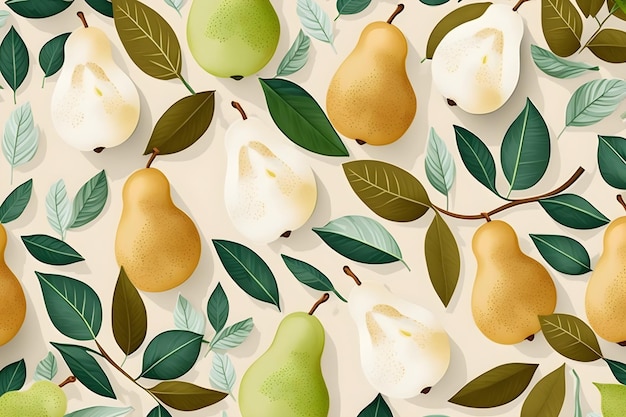 Photo une collection de fruits et de feuilles sur fond blanc.