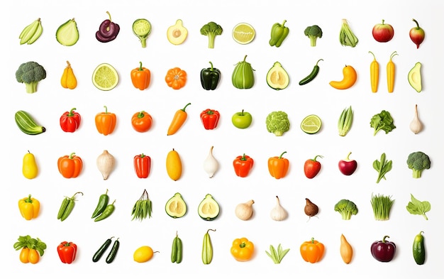 Collection de fruits et légumes frais pour une alimentation saine